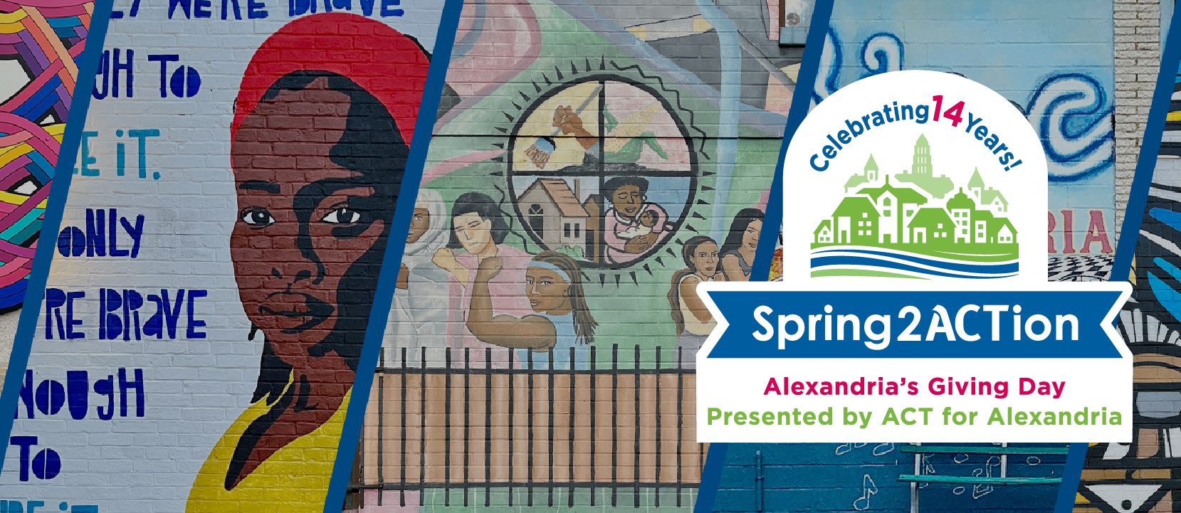 spring2action 2024 banner including photos from around Alexandria Virginia